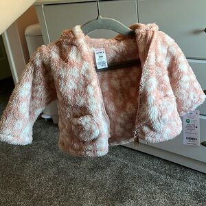 Carters 3M pink fluffy coat baby girls